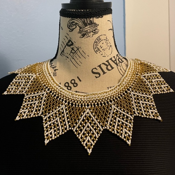 2 X 30 Handmade Necklace, Chakira Necklace, White and Gold Necklace - Picture 3 of 7